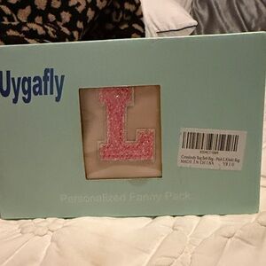 Uygafly Personalized Fanny Pack with Pink Glitter 'L'